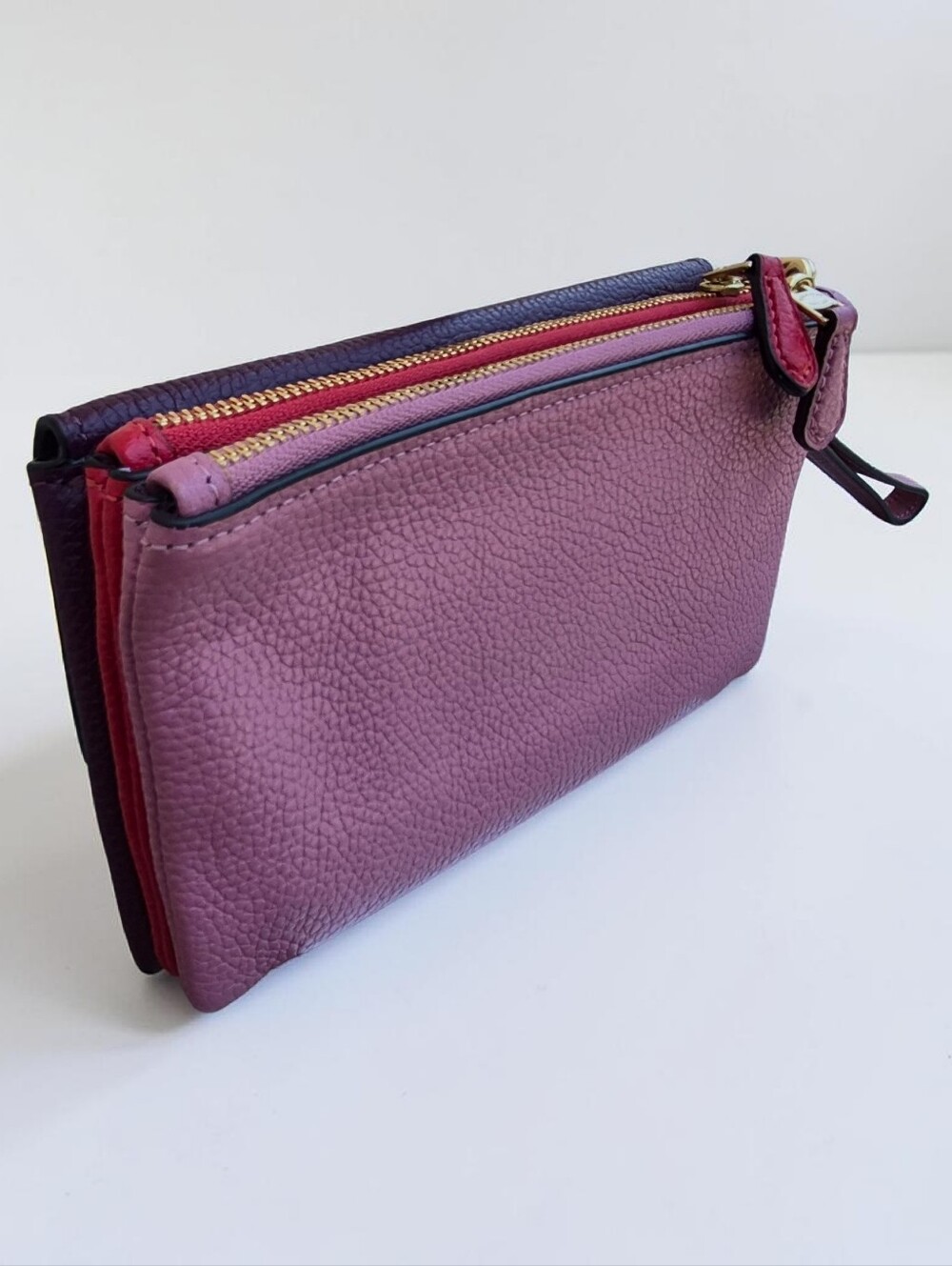 Coach Purple and Pink Leather Wristlet Clutch - Picture 5 of 8